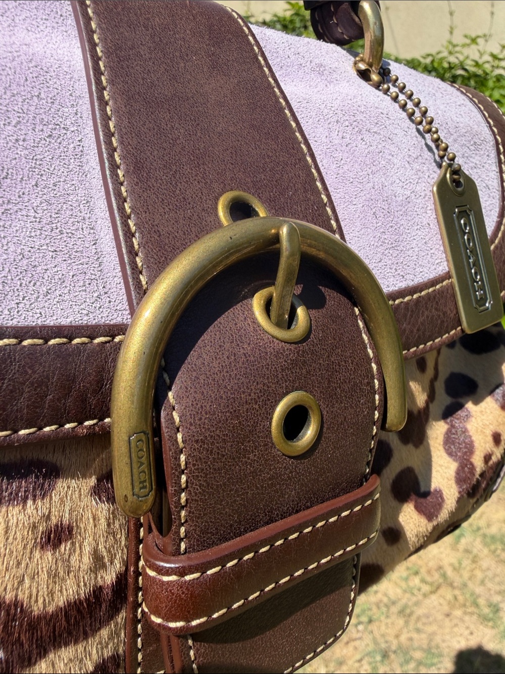 HTF Rare Vintage Coach Madison Ocelot haircalf suede bag & matching wristlet - Picture 11 of 17